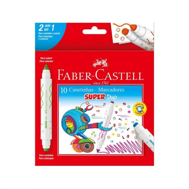 10 Canetinhas Hidrográficas Super Duo - Faber-Castell