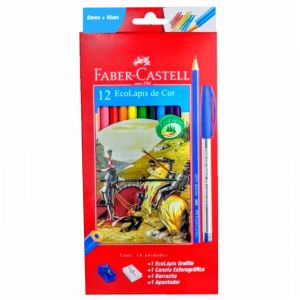 12 EcoLápis de Cor +1 EcoLápis Grafite +1 Caneta Esferográfica +1 Borracha +1 Apontador - Faber-Castell