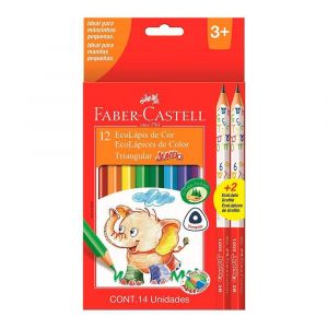 Lápis de Cor Triangular Jumbo 12 Cores + 2 Lápis Grafite - Faber-Castell