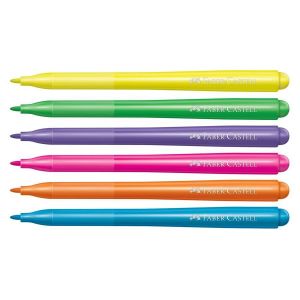 6 Canetinhas Hidrográficas Vai e Vem - 6 Cores Neon - Faber-Castell