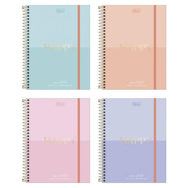 Planner Espiral 17,7 X 24cm Happy 90g 2025 Tilibra (Sortido)