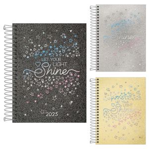 Agenda Espiral Diária 11,7 X 16,4 Cm Shine 2025 Tilibra (Sortido)