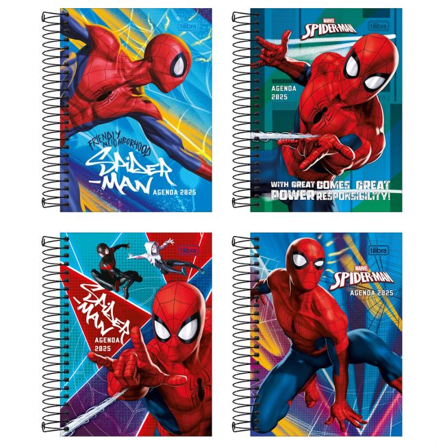 Agenda Espiral Diária Spider Man 2025 Tilibra (Sortido)