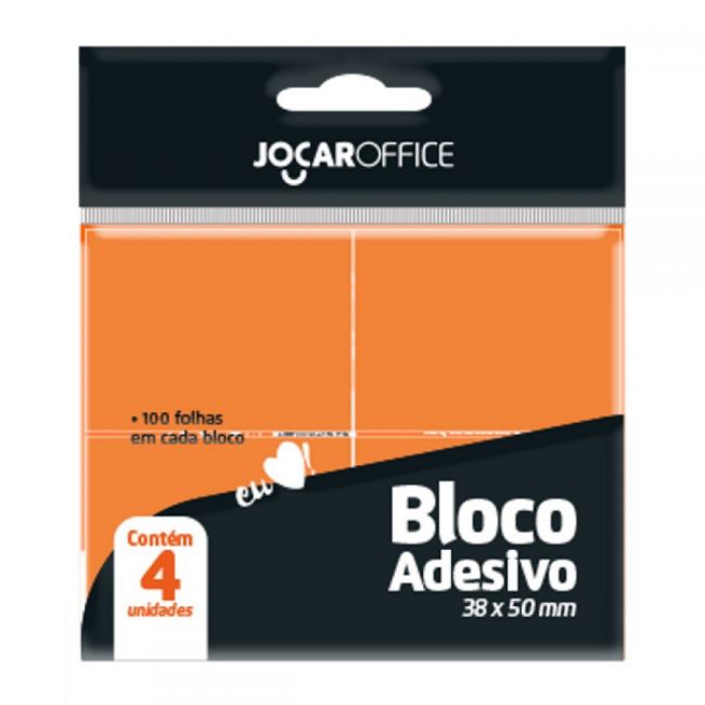 Bloco Adesivo 38 x 50mm - 4 Blocos com 100 Folhas Cada - Laranja