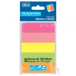 Bloco Adesivo Tili Notes 50x15mm 500 Folhas 5 Cores