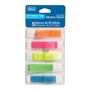 BLOCO ADESIVO TILI NOTES TAG 44X12MM 125 FOLHAS 5 CORES