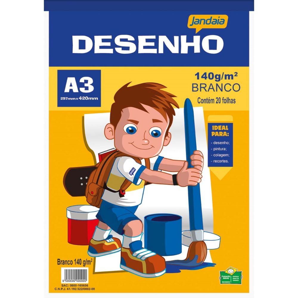 Bloco de Desenho A3 140g 20 Folhas - Branco