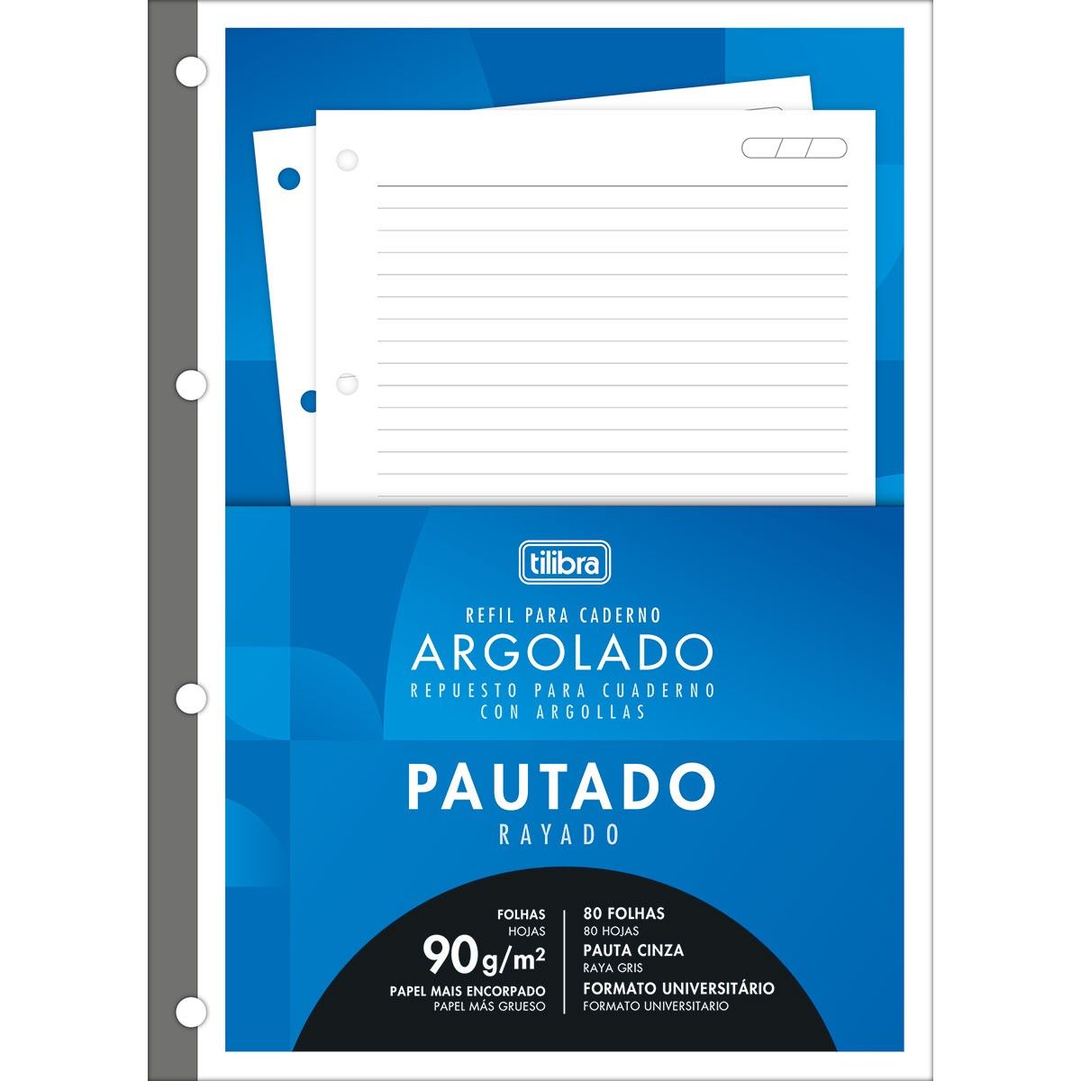 BLOCO DE FICHÁRIO REFIL TILIFLEX PARA CADERNO ARGOLADO UNIVERSITÁRIO ACADÉMIE 80 FOLHAS