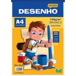 Bloco de Desenho Papel A4 (210mm x 297mm) Branco 140g/m² - 20 Folhas