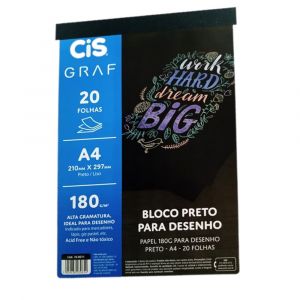 BLOCO PARA DESENHO A4 PRETO 180G 23FLS