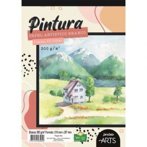 Bloco de Papel Artístico Branco para Pintura A4 300g/m² 12 Folhas