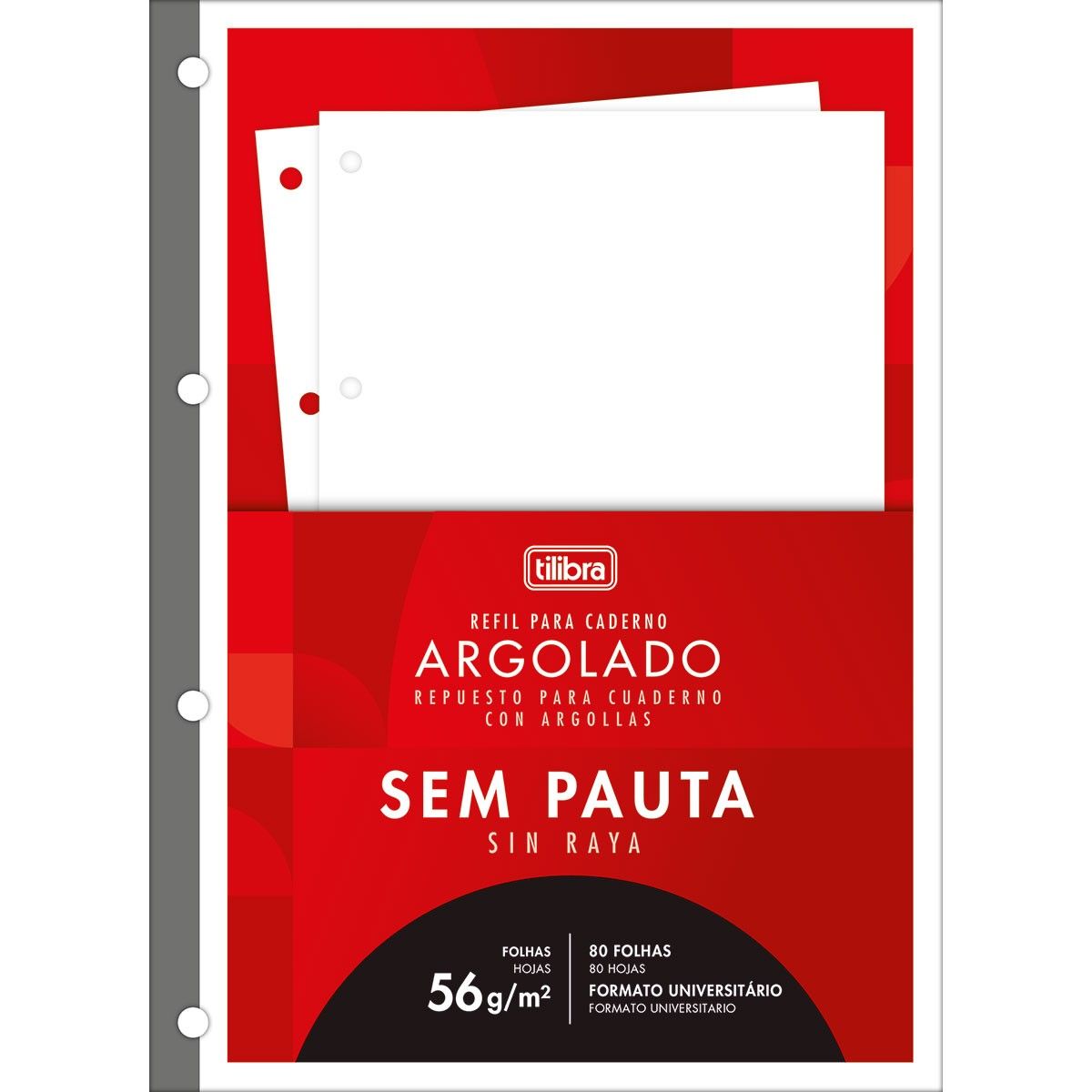 Refil Tiliflex Sem Pauta para Caderno Argolado Universitário Académie 80 Folhas