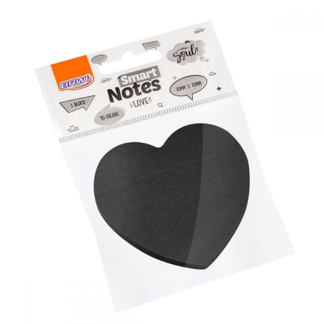 Bloco Smart Notes Love 70x70mm Coração - Preto - 50 Folhas - 1 Bloco