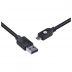 Cabo USB x Micro USB B 2.0 - 5 pinos - 1 Metro - MUSB-1 - Preto