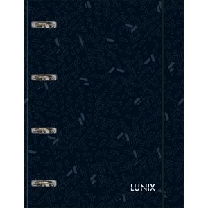 Caderno Argolado Cartonado Universitário com Elástico Lunix Preto 80 Folhas