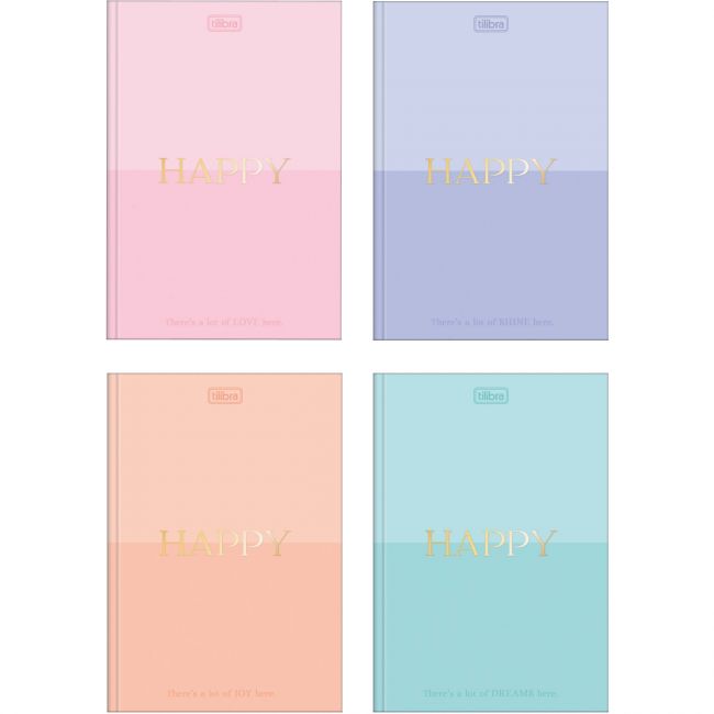 Caderno Brochura 1/4 Capa Dura Happy 80 Folhas Tilibra (Sortido)