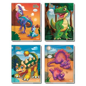 Caderno Brochura 1/4 Capa Dura Super Dino 80 Folhas Credeal (Sortido)