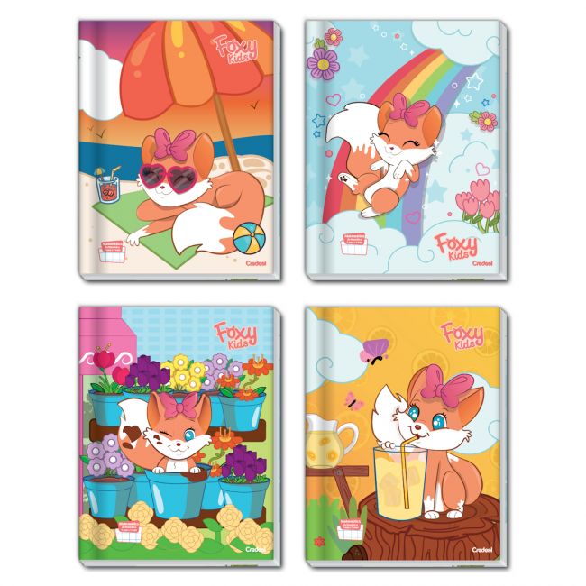 Caderno Brochura Caligrafia Capa Dura Foxy Kids 40 Folhas Credeal (Sortido)