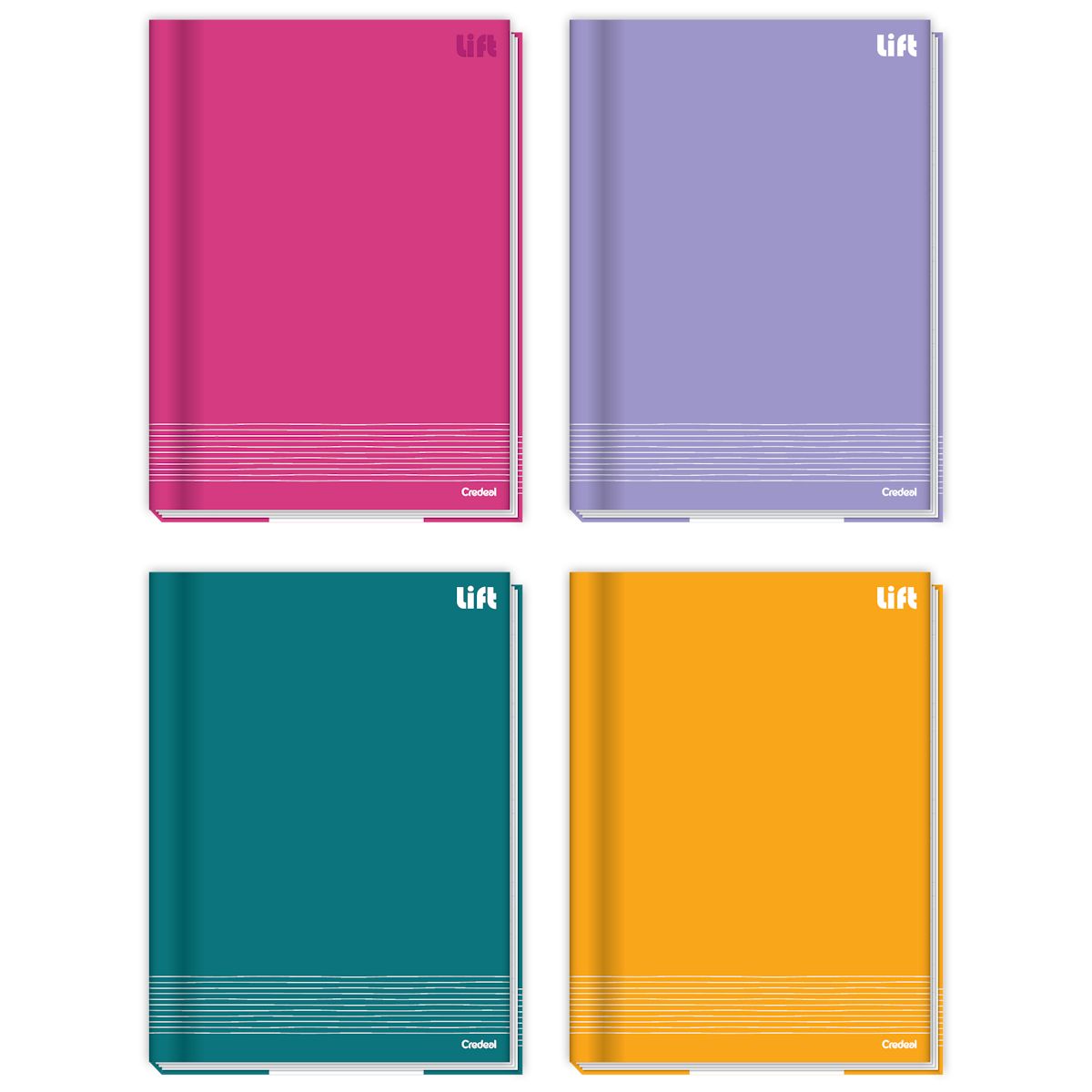 Caderno Brochura Universitário Capa Dura Lift Colorido 80 Folhas Credeal (Sortido)