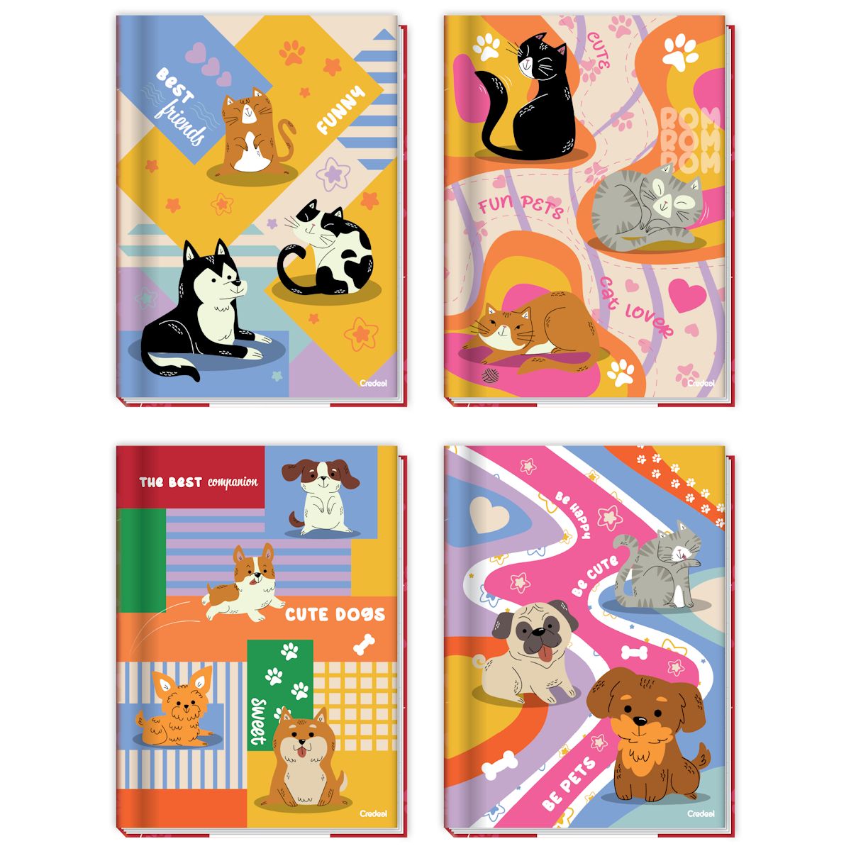 Caderno Brochura Universitário Capa Dura Pet Fun 80 Folhas Credeal (Sortido)