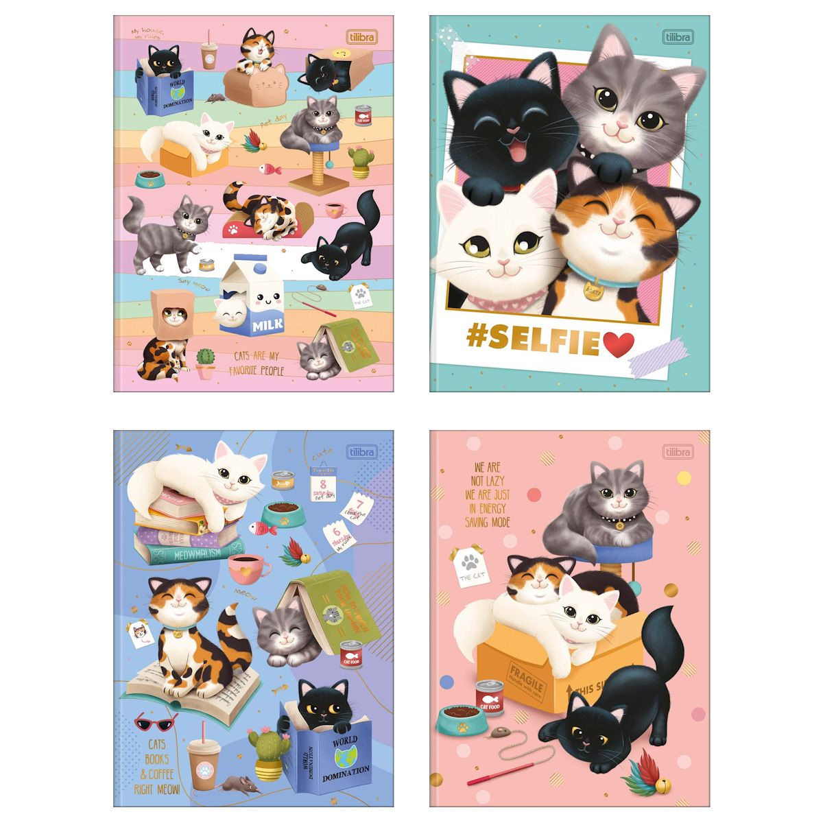 Caderno Brochura Universitário Capa Dura Purrfect Cat 80 Folhas Tilibra (Sortido)