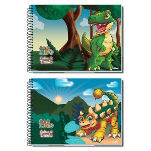 Caderno Cartografia e Desenho Espiral Capa Dura Milimetrado Super Dino 60 Folhas Credeal (Sortido)