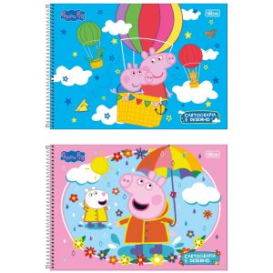 Caderno de Cartografia e Desenho Espiral Capa Dura Peppa Pig 80 Folhas Tilibra (Sortido)