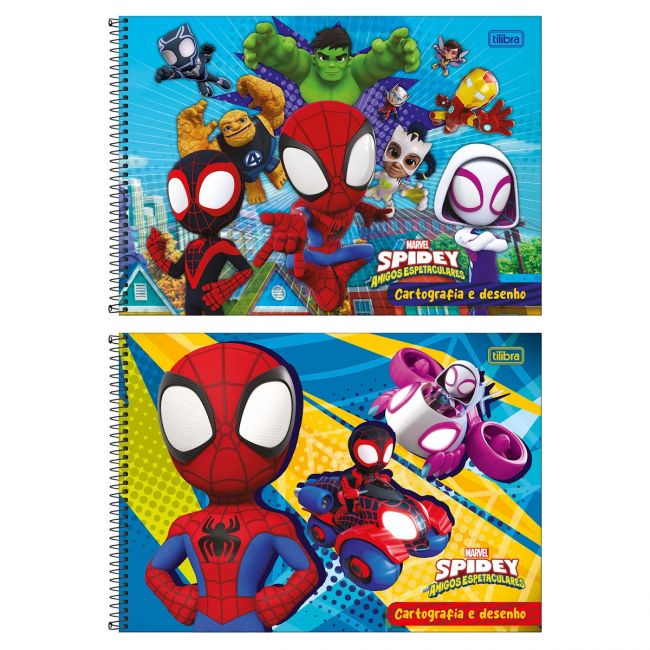 Caderno Espiral Cartografia e Desenho Capa Dura Spidey 80 Folhas Tilibra (Sortido)