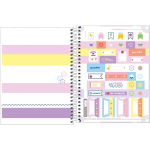 Caderno Espiral Capa Dura Colegial 1 Matéria Happy Colorido 80 Folhas