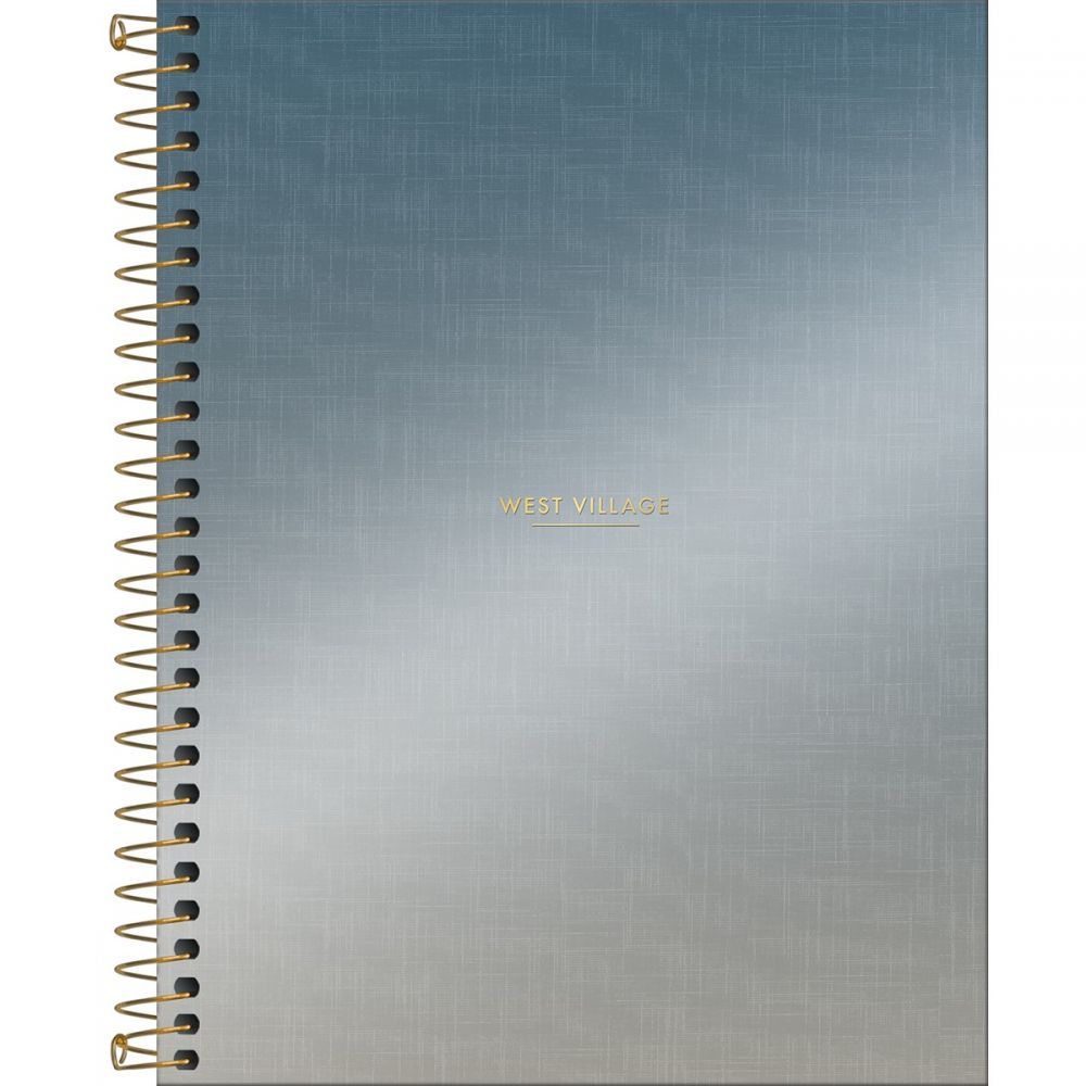 Caderno Espiral Capa Dura Colegial 10 Matérias West Village Metalizado 160 Folhas (Sortido)