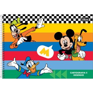 Caderno Cartografia e Desenho Espiral Capa Dura Mickey 80 Folhas (Sortido)