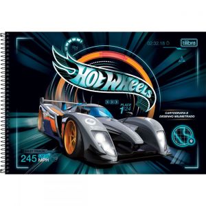 Caderno de Cartografia e Desenho Milimetrado Espiral Capa Dura Hot Wheels 80 Folhas - Sortido