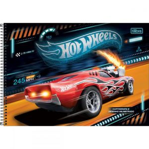 Caderno de Cartografia e Desenho Milimetrado Espiral Capa Dura Hot Wheels 80 Folhas - Sortido