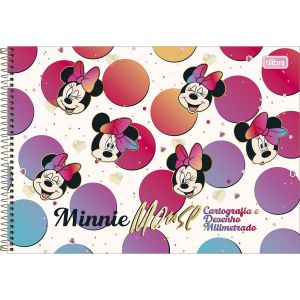 Caderno de Cartografia e Desenho Milimetrado Espiral Capa Dura Minnie 80 Folhas (Sortido)