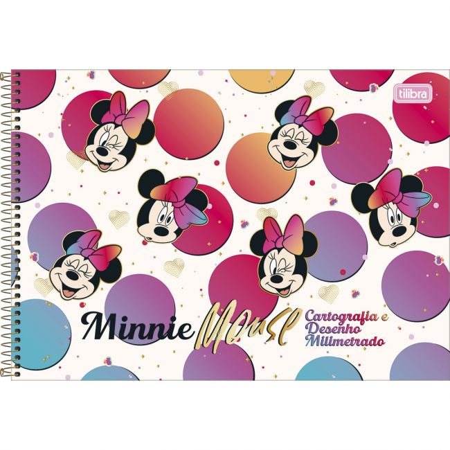 Caderno de Cartografia e Desenho Milimetrado Espiral Capa Dura Minnie 80 Folhas (Sortido)