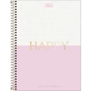 Caderno Espiral 1/4 Capa Dura Happy 80 Folhas Tilibra (Sortido)