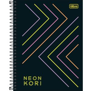 Caderno Espiral Capa Dura Colegial 1 Matéria Neon Kori 80 Folhas