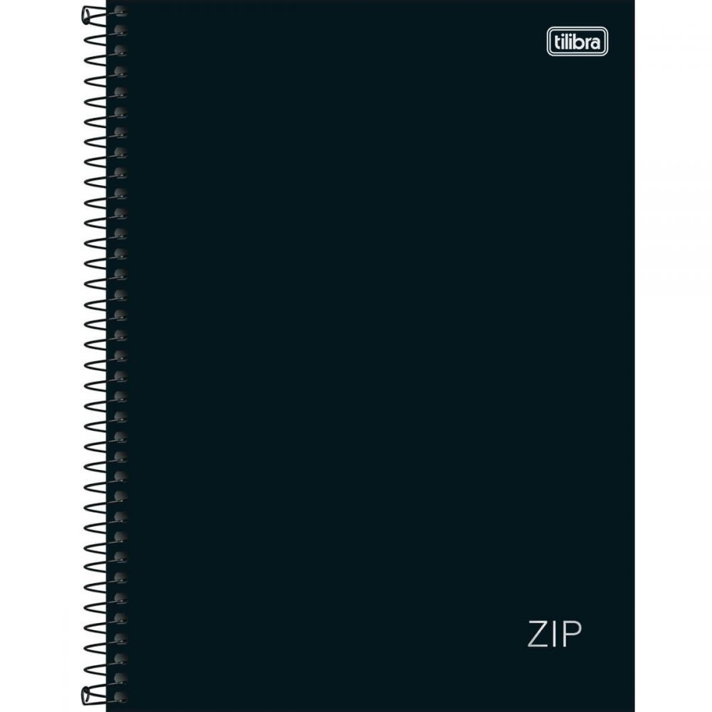 Caderno Espiral Capa Dura Universitário 10 Matérias Zip Preto 160 Folhas