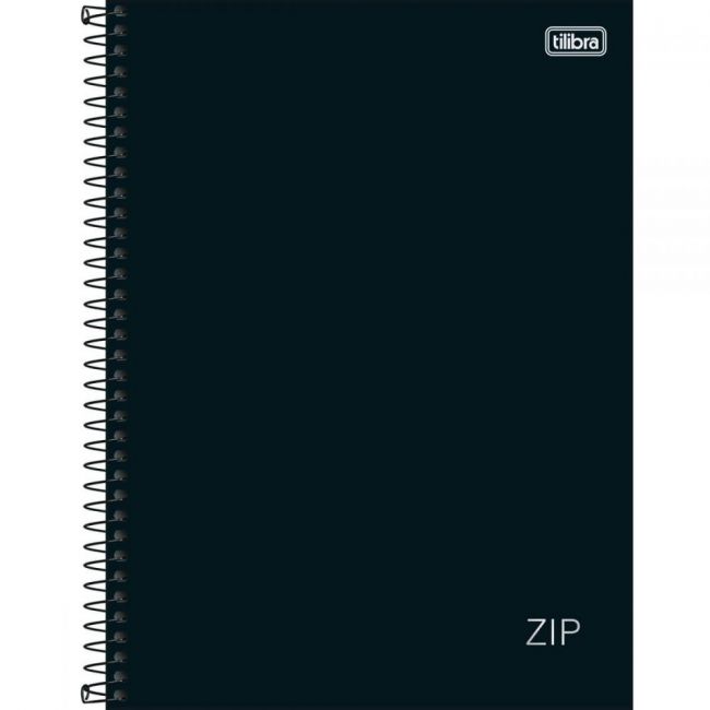 Caderno Espiral Capa Dura Universitário 10 Matérias Zip Preto 160 Folhas