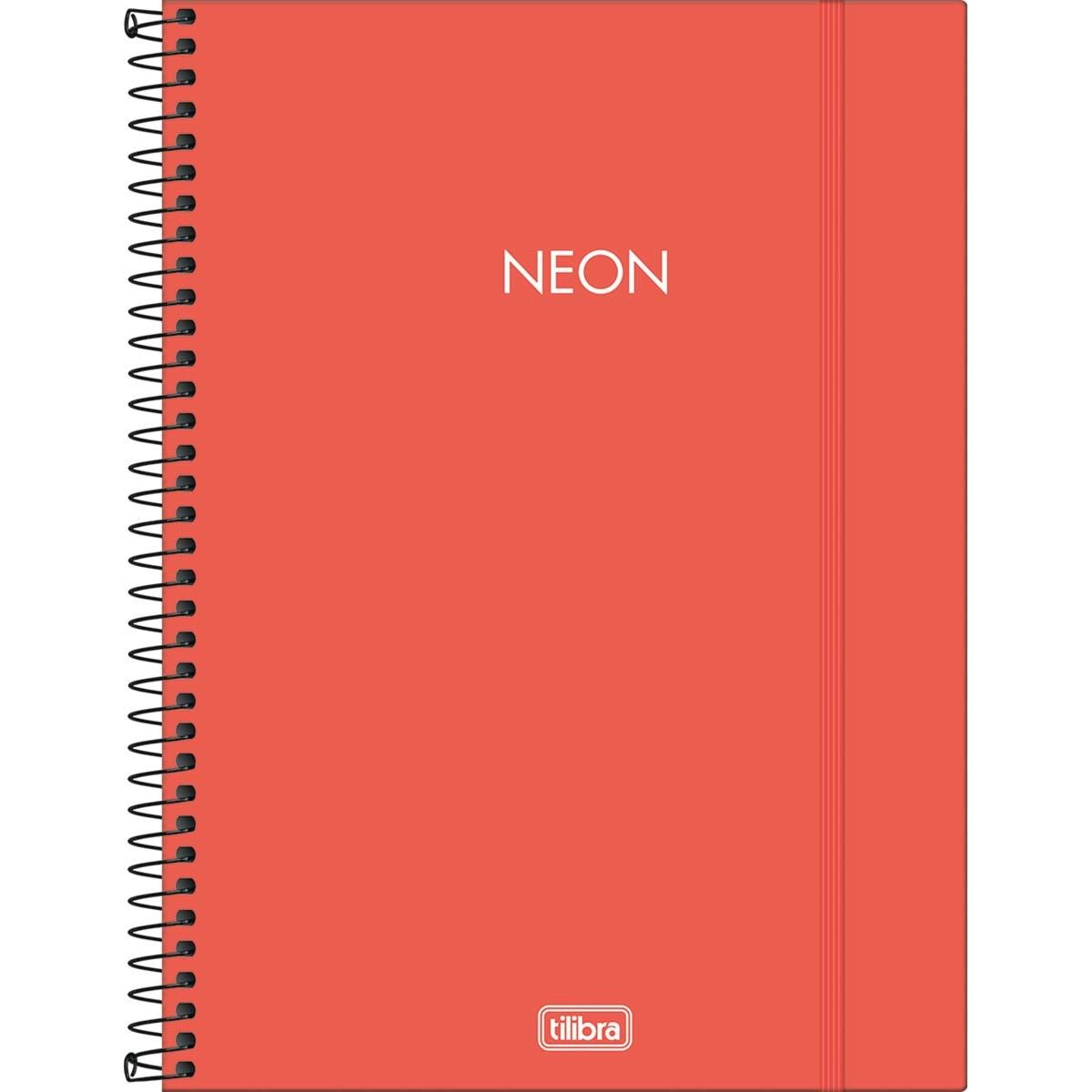 Caderno Espiral Capa Plástica Universitário 1 Matéria Neon Laranja 80 Folhas (Unidade)