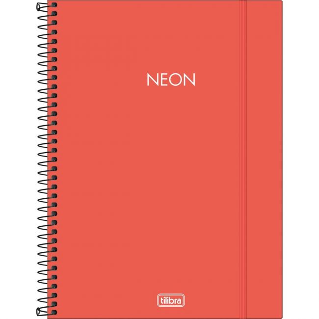 Caderno Espiral Capa Plástica Universitário 1 Matéria Neon Laranja 80 Folhas (Unidade)