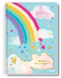 Caderno Espiral Universitário Capa Dura 10 Matérias Arco-iris 160 Folhas Credeal (Sortido)