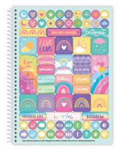 Caderno Espiral Universitário Capa Dura 10 Matérias Arco-iris 160 Folhas Credeal (Sortido)