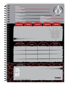 Caderno Espiral Universitário Capa Dura 10 Matérias Assassins Creed 160 Folhas Credeal (Sortido)