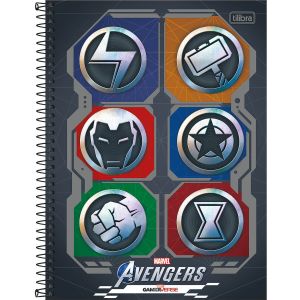 Caderno Espiral Universitário Capa Dura 10 Matérias Avengers Games 160 Folhas (Sortido)