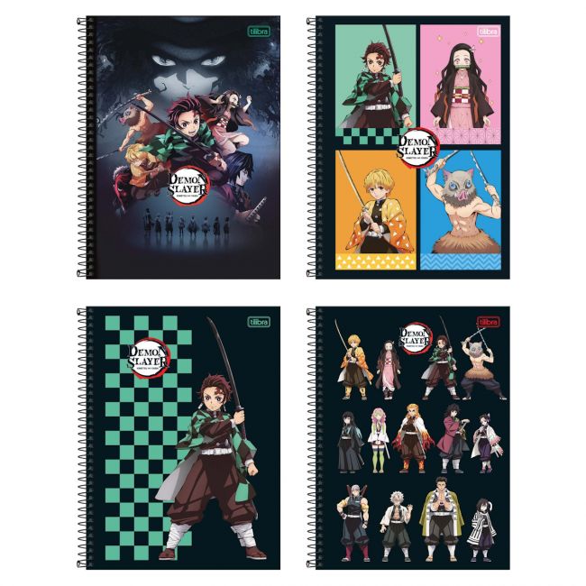 Caderno Espiral Capa Dura Universitário 10 Matérias Demon Slayer 160 Folhas Tilibra (Sortido)