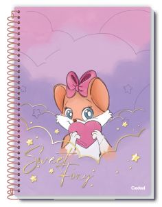 Caderno Espiral Universitário Capa Dura 10 Matérias Foxy Teen 160 Folhas Credeal (Sortido)