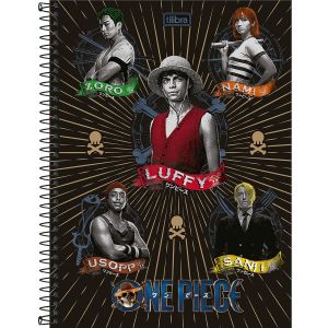 Caderno Espiral Universitário Capa Dura 10 Matérias One Piece Netflix 160 Folhas (Sortido)