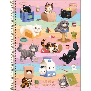 Caderno Espiral Capa Dura Universitário 10 Matérias Purrfect Cats 160 Folhas Tilibra (Sortido)