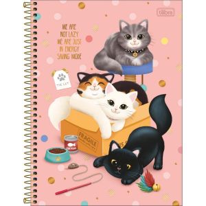 Caderno Espiral Capa Dura Universitário 10 Matérias Purrfect Cats 160 Folhas Tilibra (Sortido)